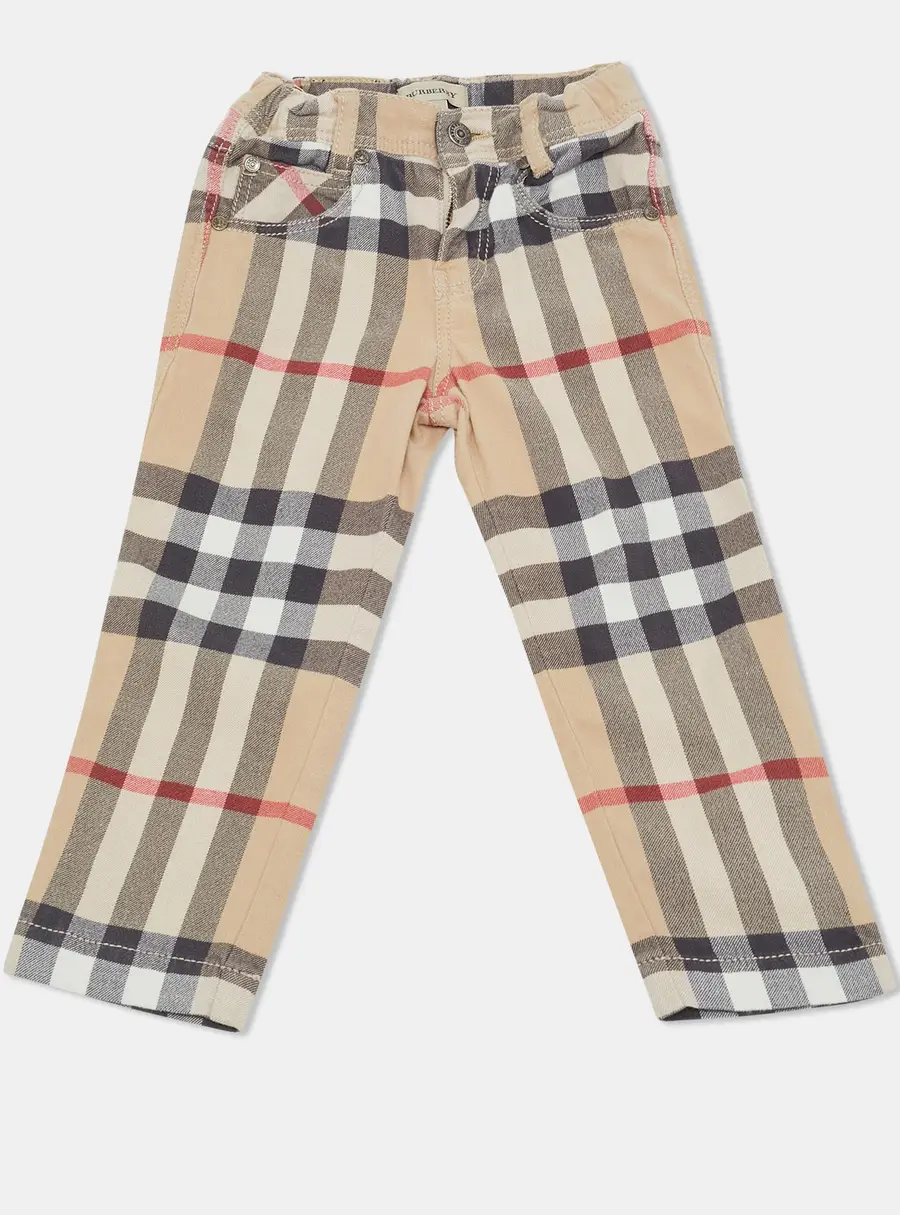 Burberry Kids Beige Nova Check Print Cotton Pants 2 Yrs