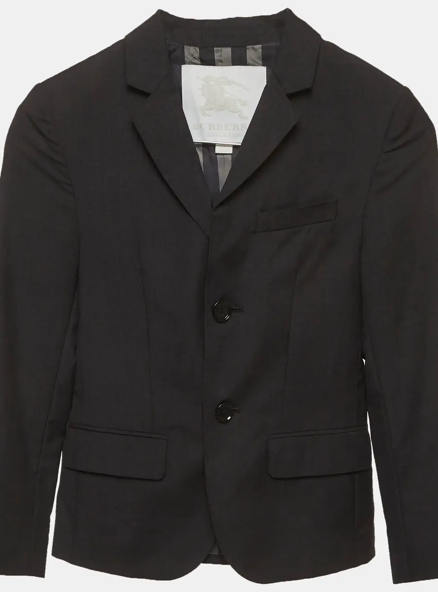 Burberry Kids Grey Wool Tailored Single Breasted Blazer 8 Yrs