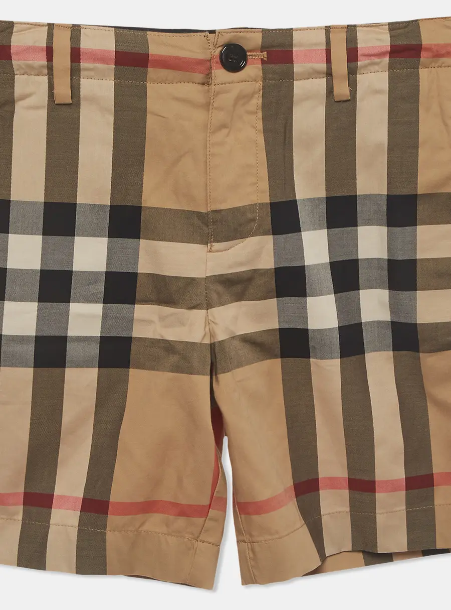 Burberry Kids Beige Checks Cotton Shorts 8Yrs
