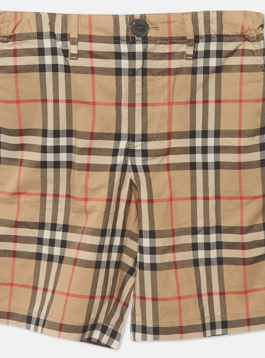Burberry Kids Beige Nova Checked Cotton Shorts 8 Yrs