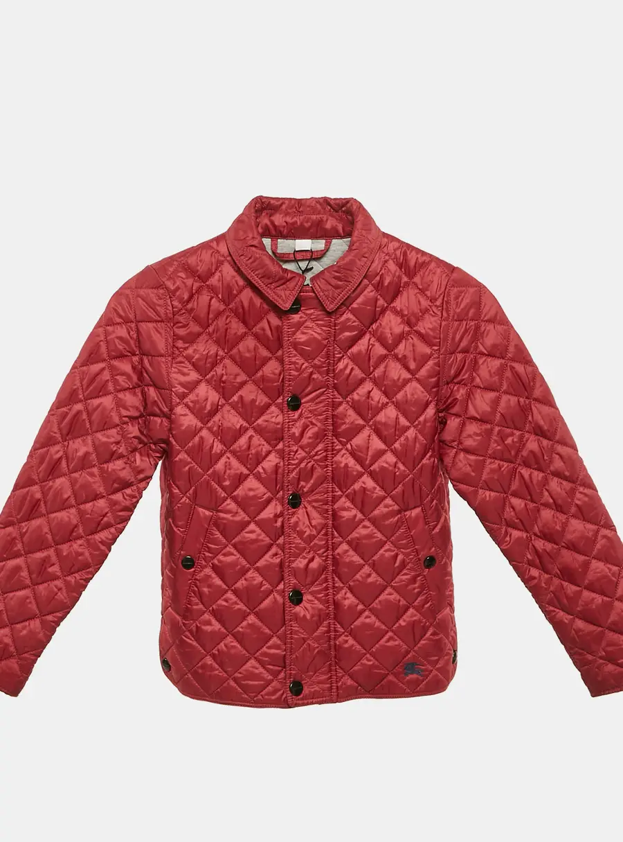 Burberry Kids Red Diamond Quilted Synthetic Jacket 8 Yrs