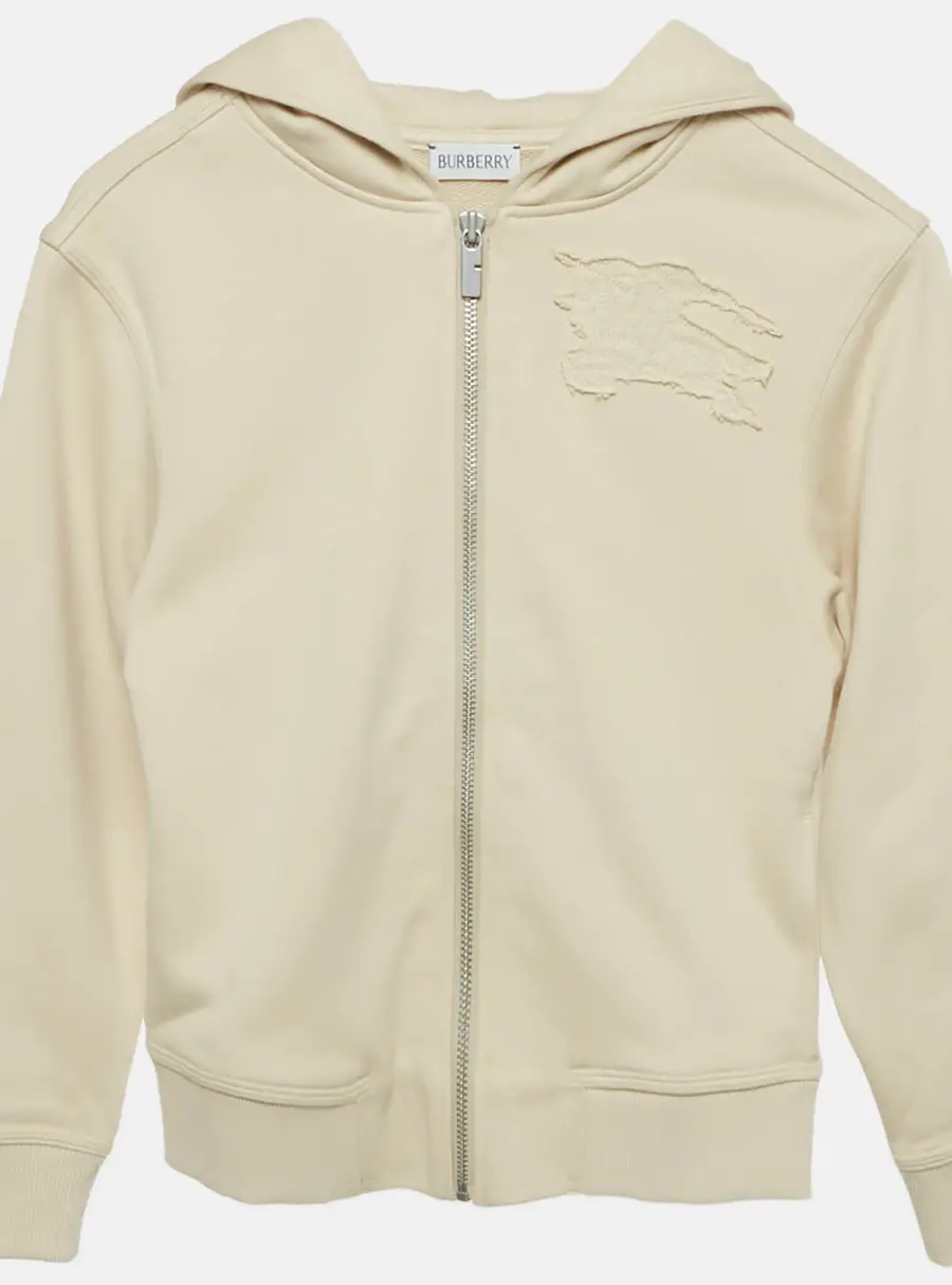 Burberry Beige Cotton Clyde EKD Zip Hoodie Size 8 Yrs
