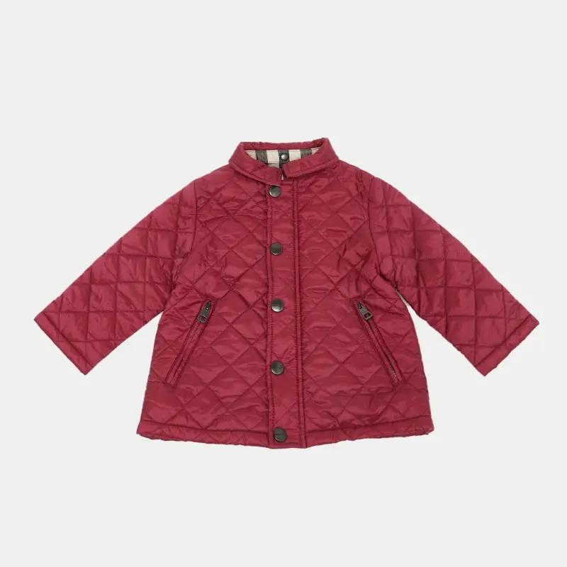 Burberry Kids Burgundy Synthetic Quilted Jacket 9M