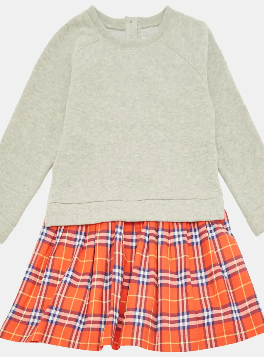 Burberry Children Grey/Red Checks Cotton Dress 6Yrs