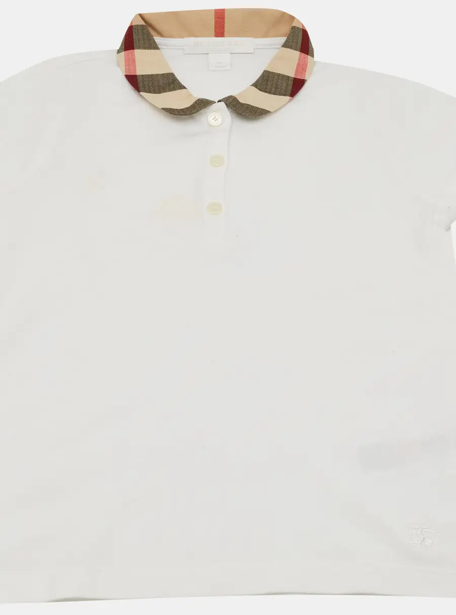 Burberry Children White Cotton Polo T-Shirt 6Yrs