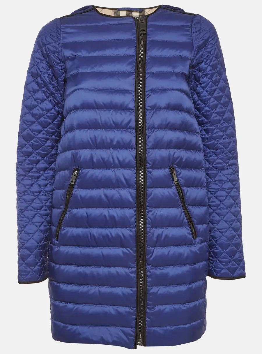 Burberry Kids Blue Quilted Nylon Puffer Jacket 14 Yrs