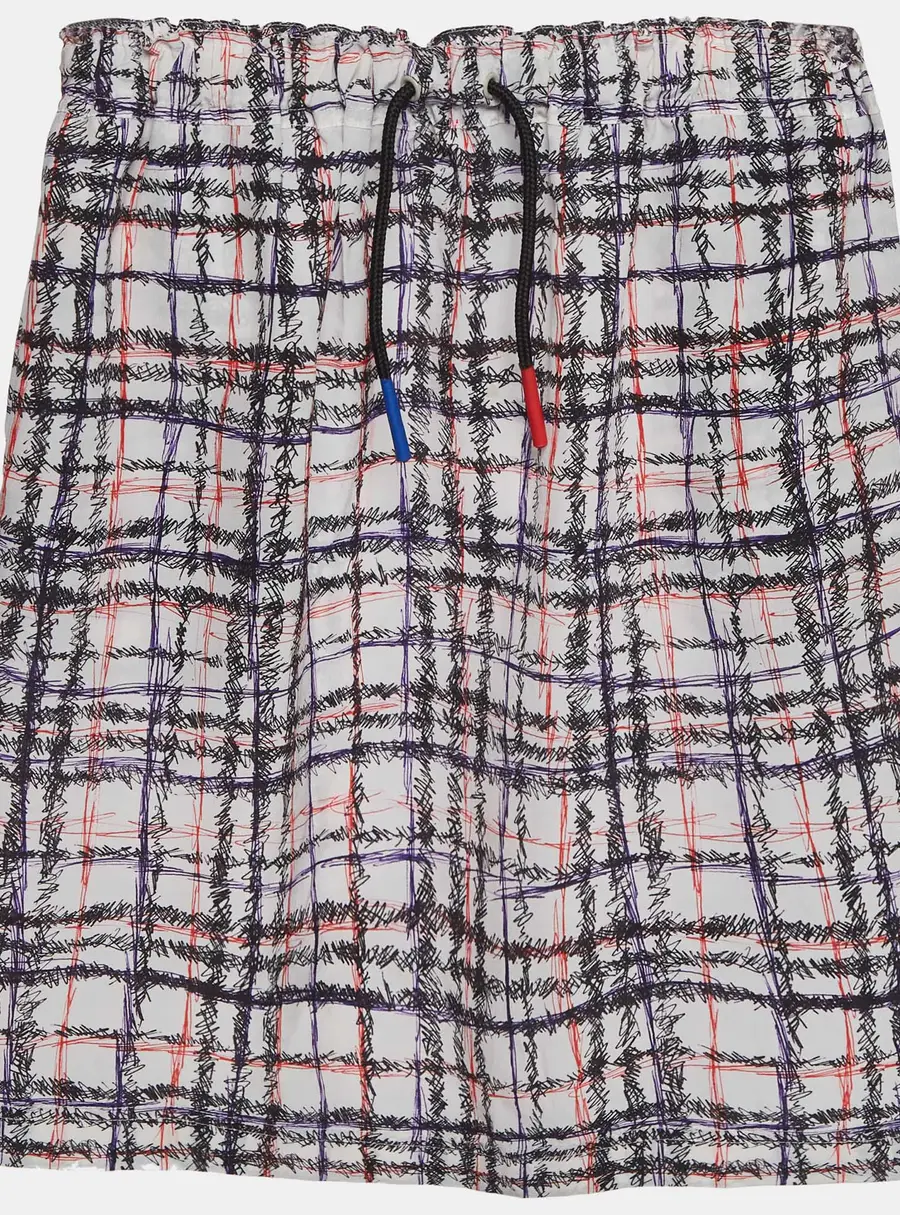 Burberry Kids White Scribbled Check Print Silk Skirt 8 Yrs