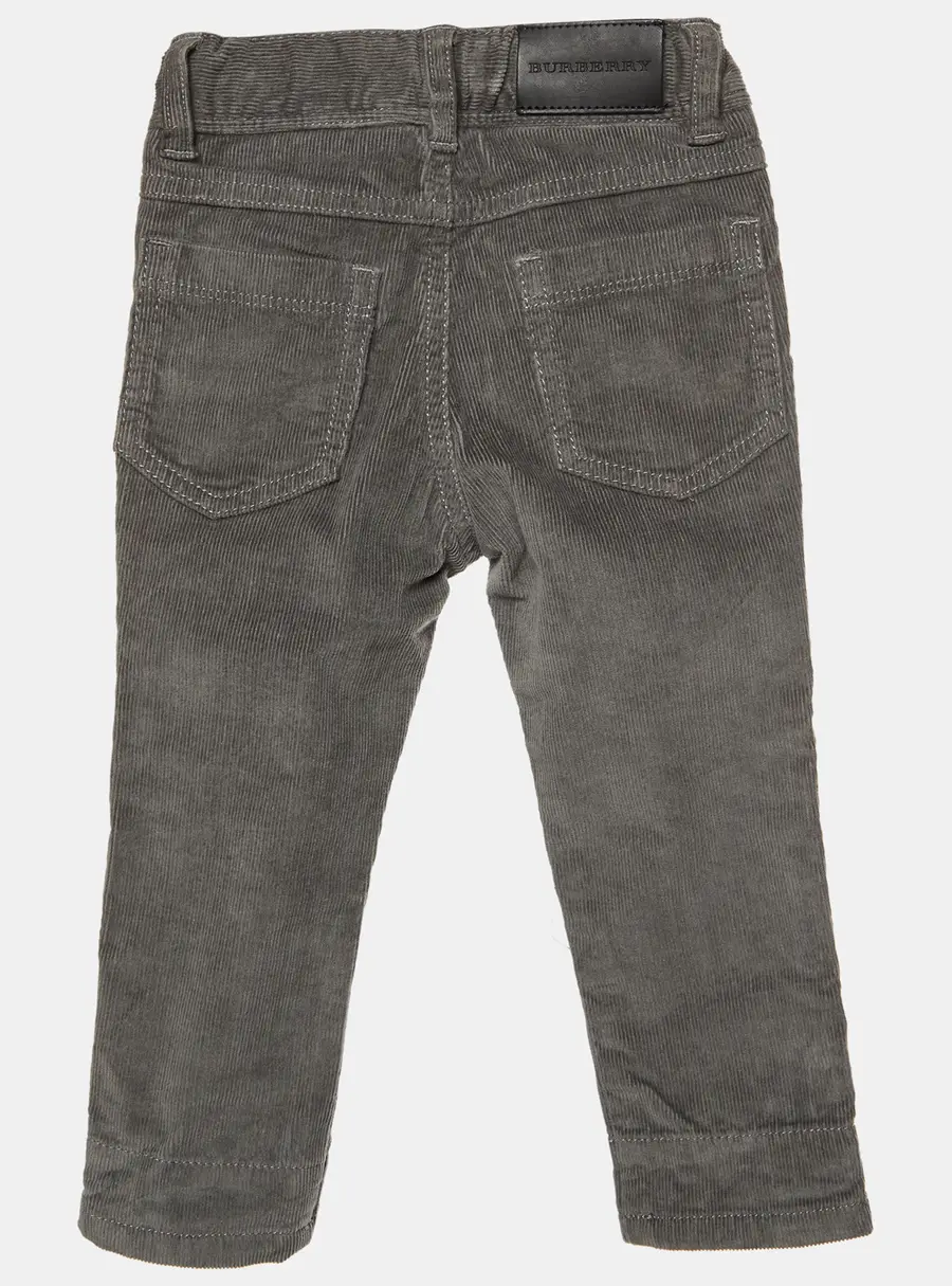 Burberry Kids Grey Corduroy Straight Leg Trousers 18 M