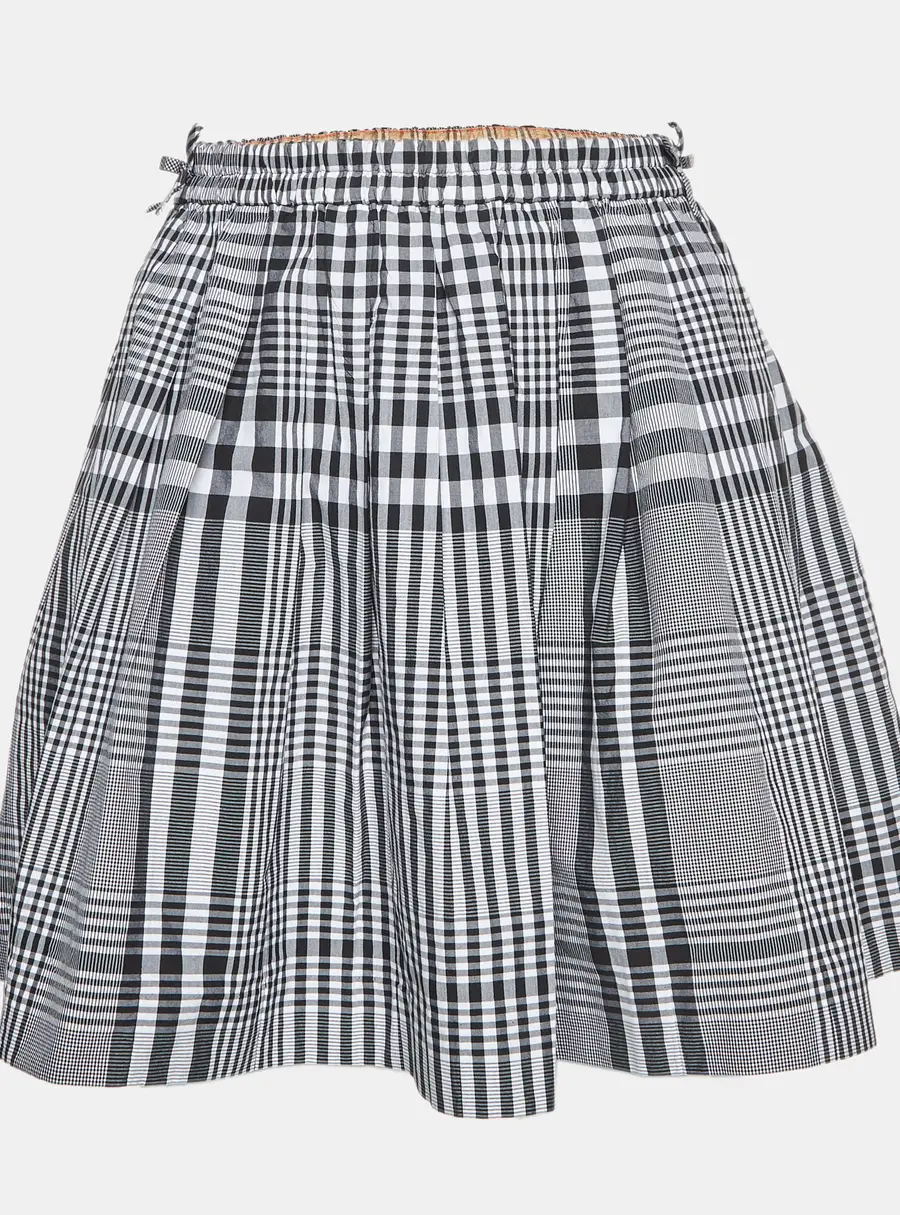 Burberry Kids Grey Checks Cotton Skirt 14Yrs