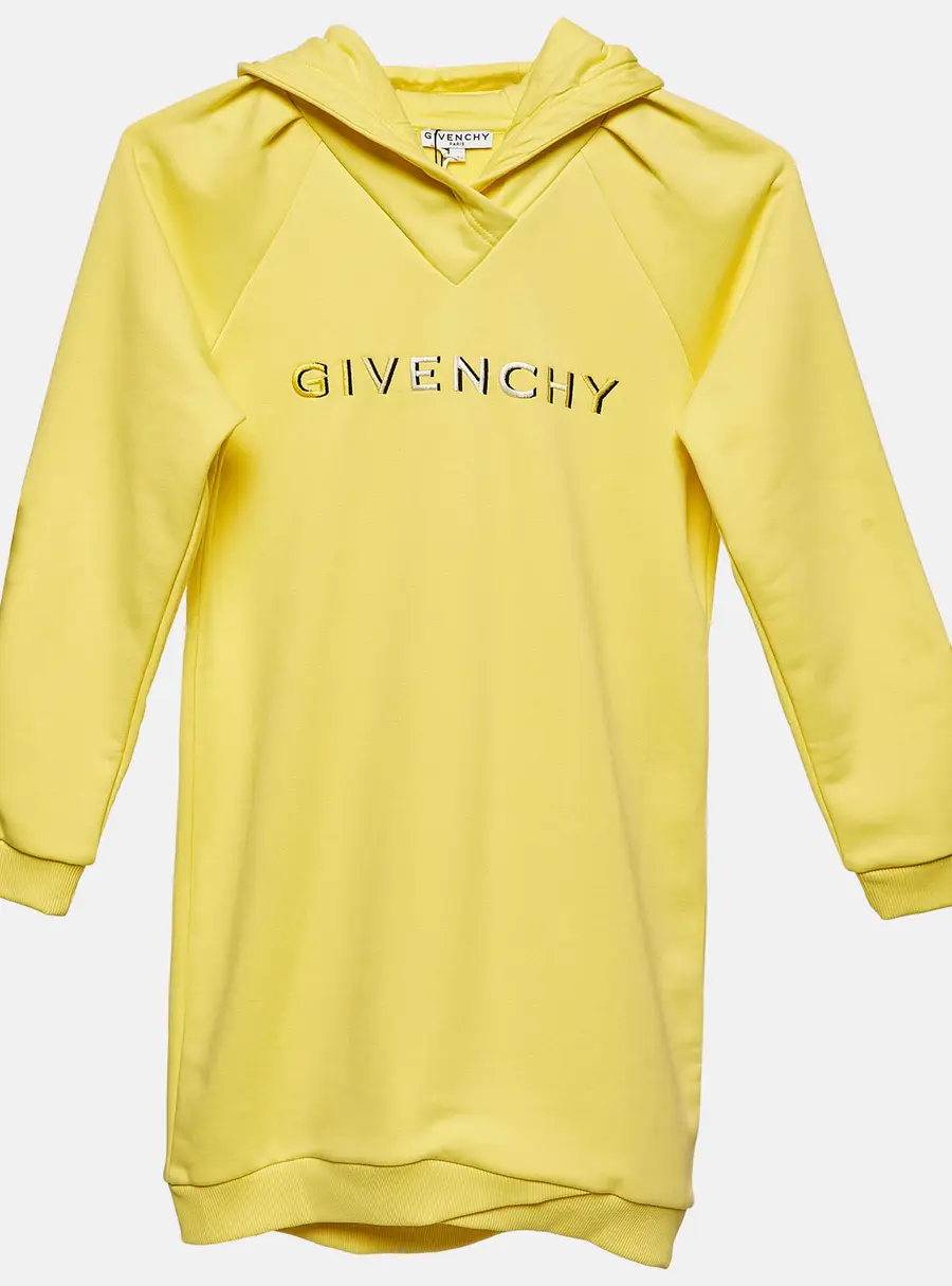Givenchy Yellow Logo Embroidered Cotton Hoodie Dress 12Y