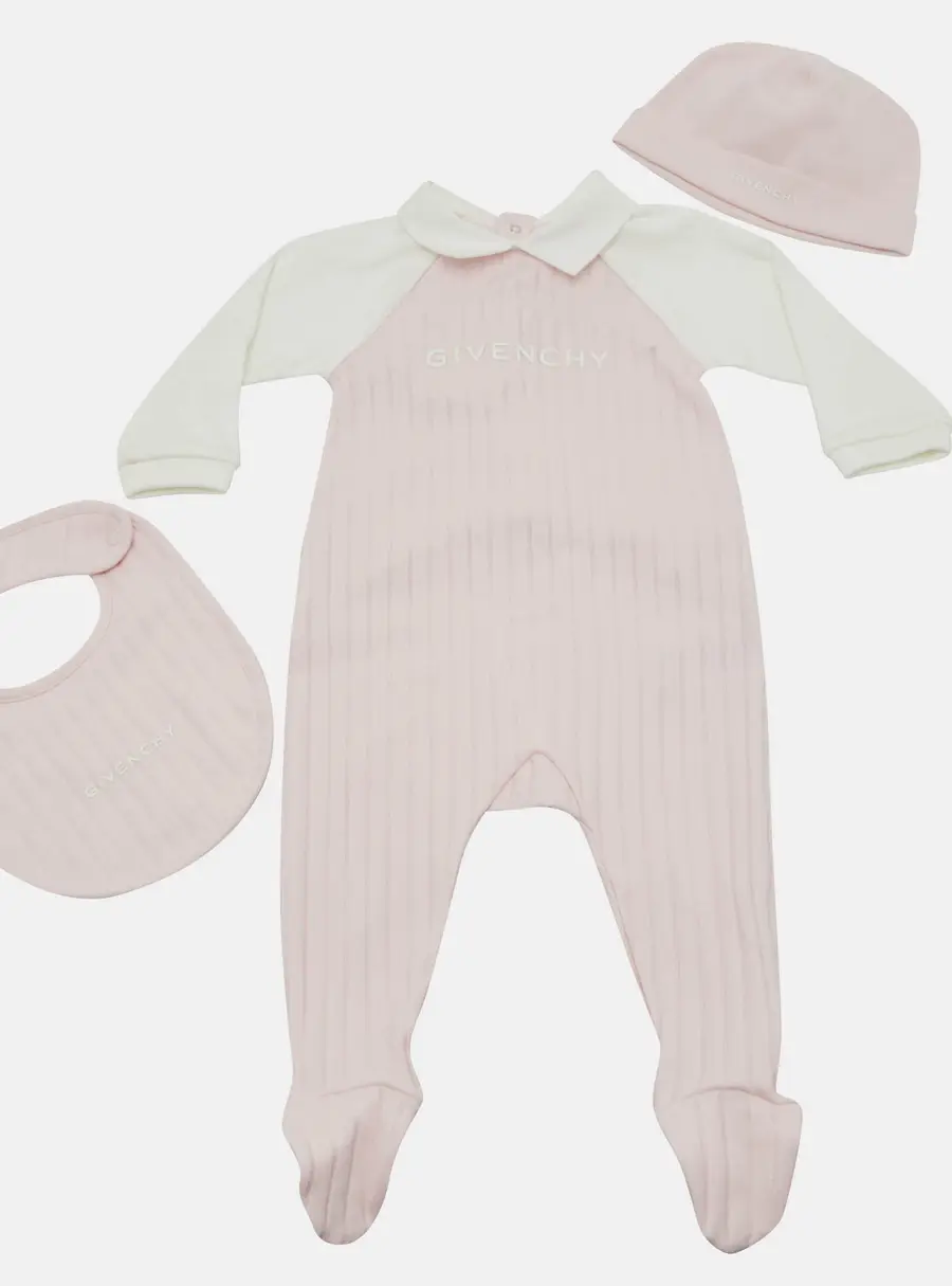 Givenchy kids Pink Cotton 3 Pc Sleepsuit Set 6 M