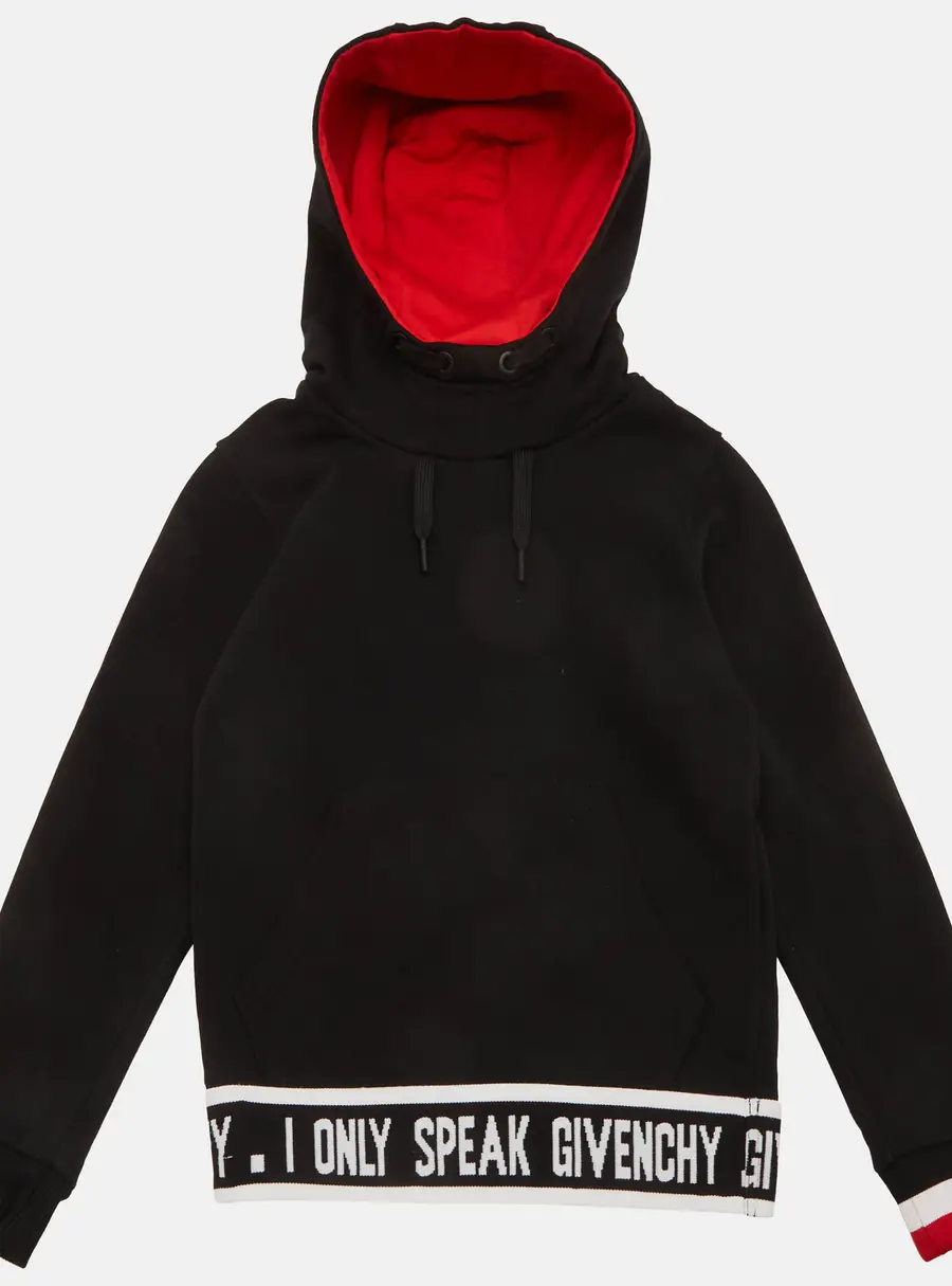 Givenchy Black Kids Black Logo Band Detail Cotton Knit Hoodie 8 Yrs