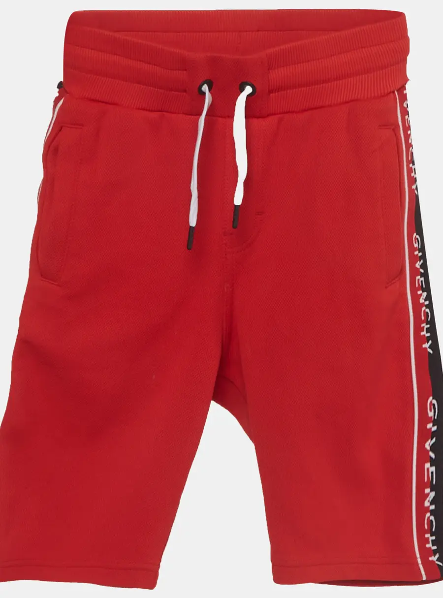 Givenchy Kids Red Logo Striped Jersey Shorts 8 Yrs
