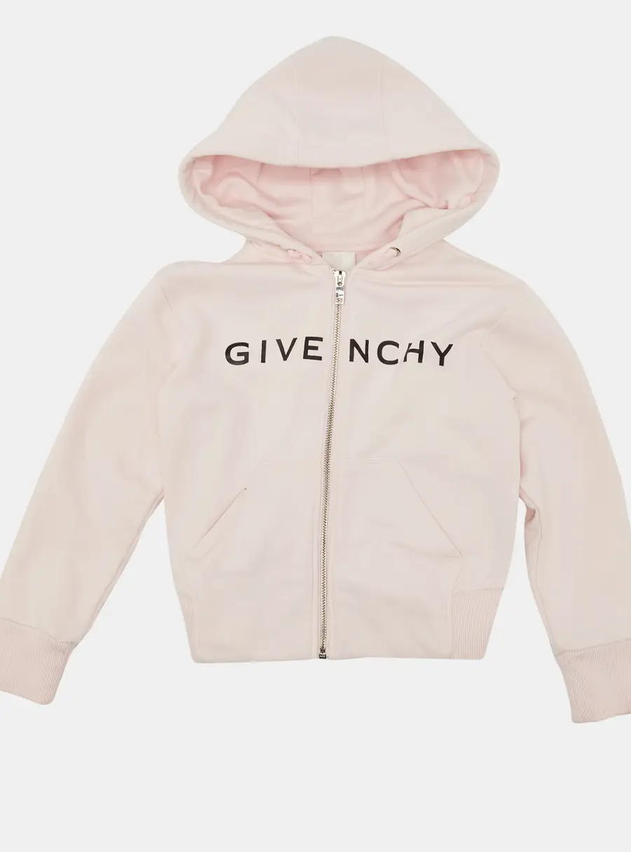 Givenchy Pink Logo Print Cotton Zip-Up Hooded Jacket 8 Yrs