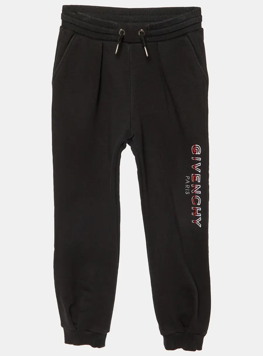 Givenchy Kids Black Cotton Logo Embroidered Joggers Size 6 Yrs