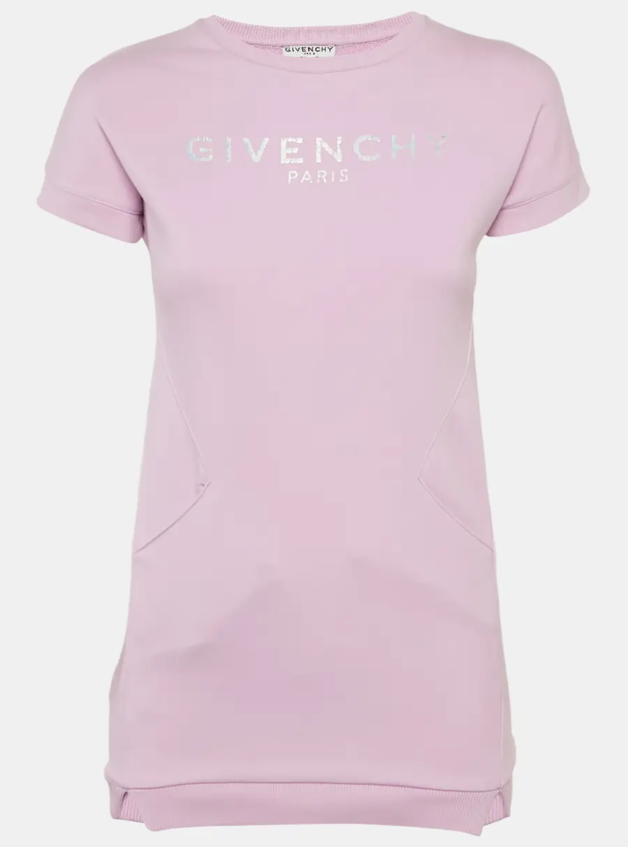 Givenchy Kids Purple Logo Print Cotton Dress 10Yrs