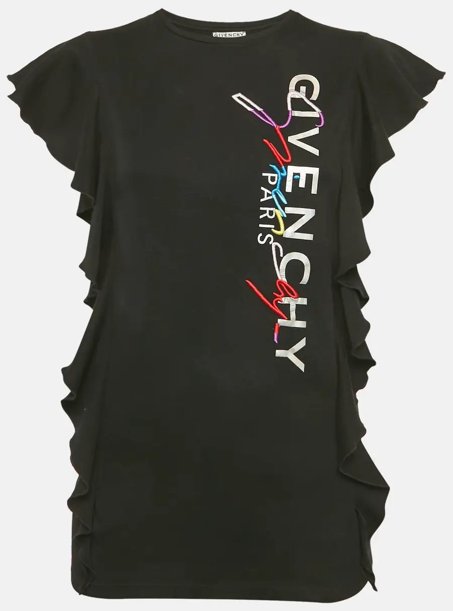 Givenchy Black Cotton Knit Logo Detail Top 10Yrs