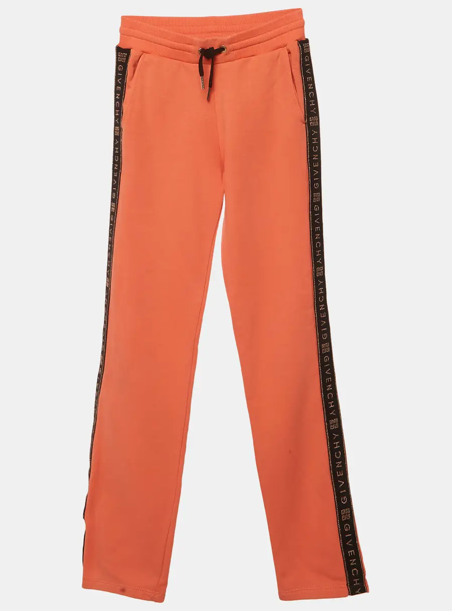 Givenchy Kids Salmon Pink Logo Tape Detail Cotton Knit Pants 10 Yrs