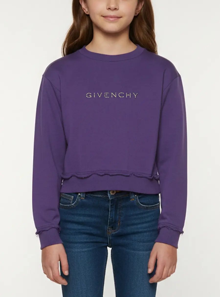 Givenchy Kids Purple Logo Embroidered Cotton Knit Sweatshirt 10 Yrs