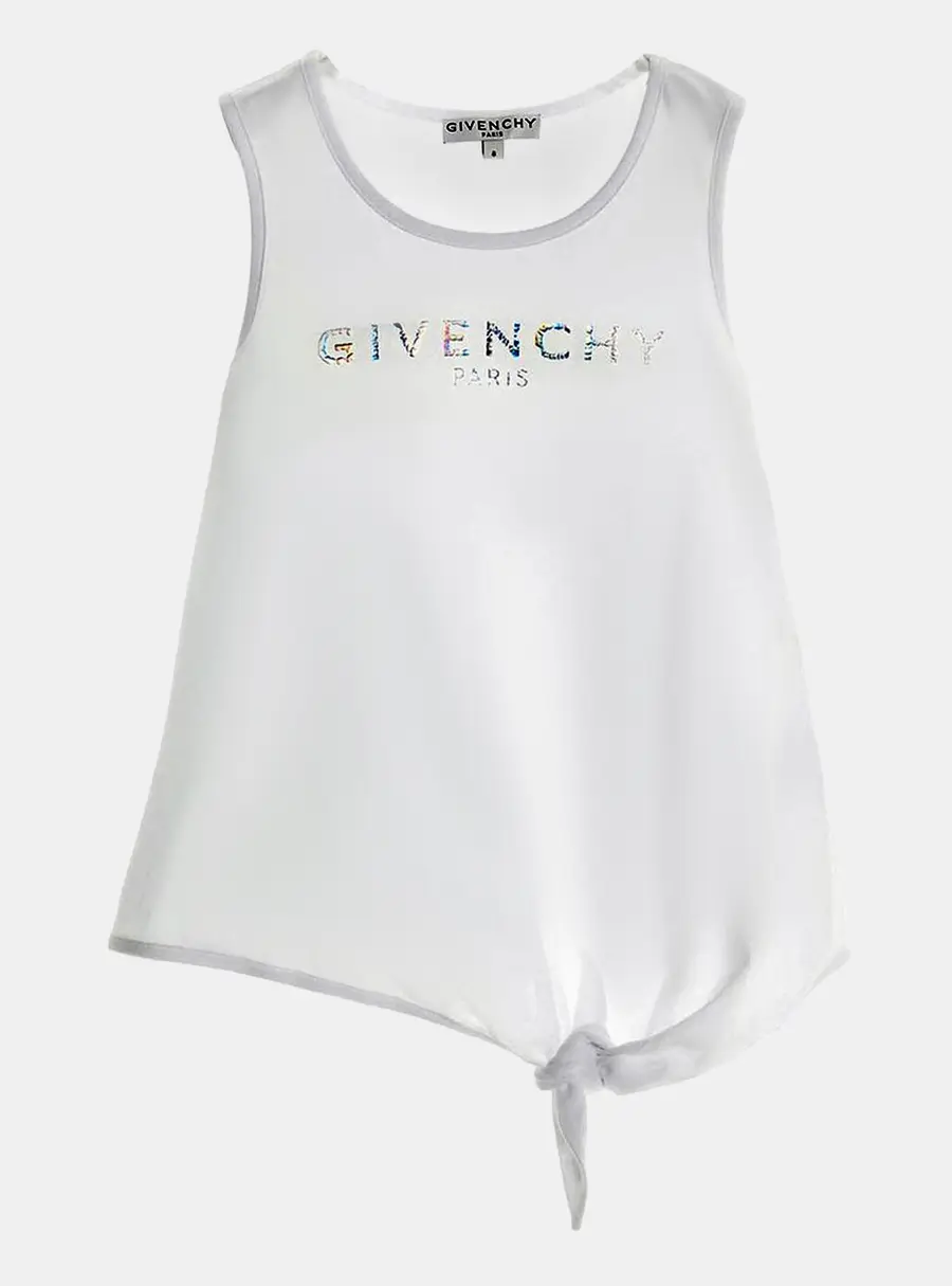 Givenchy Kids White Logo Graphic Jersey Tank Top 12 Yrs