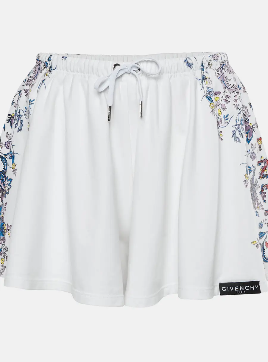 Givenchy Kids White Floral Print Stretch Cotton Shorts 12 Yrs