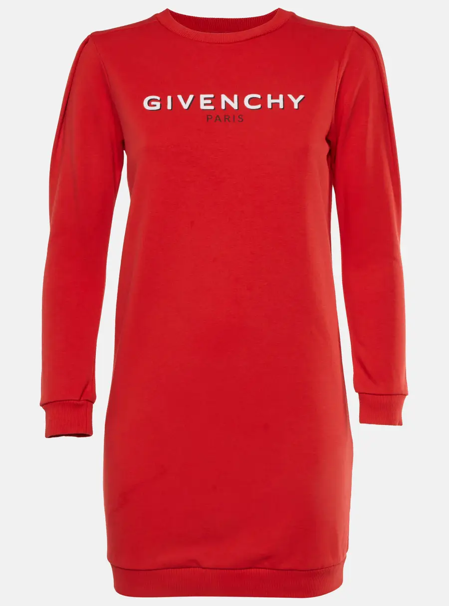 Givenchy Kids Red Logo Print Crewneck Dress 12+ Yrs