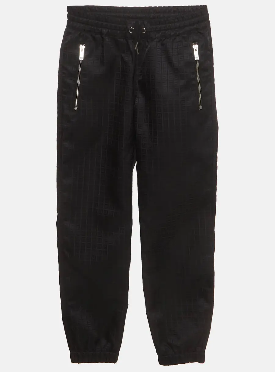 Givenchy Kids Black Grid Pattern Jacquard Nylon Jogger Pants 10Yrs