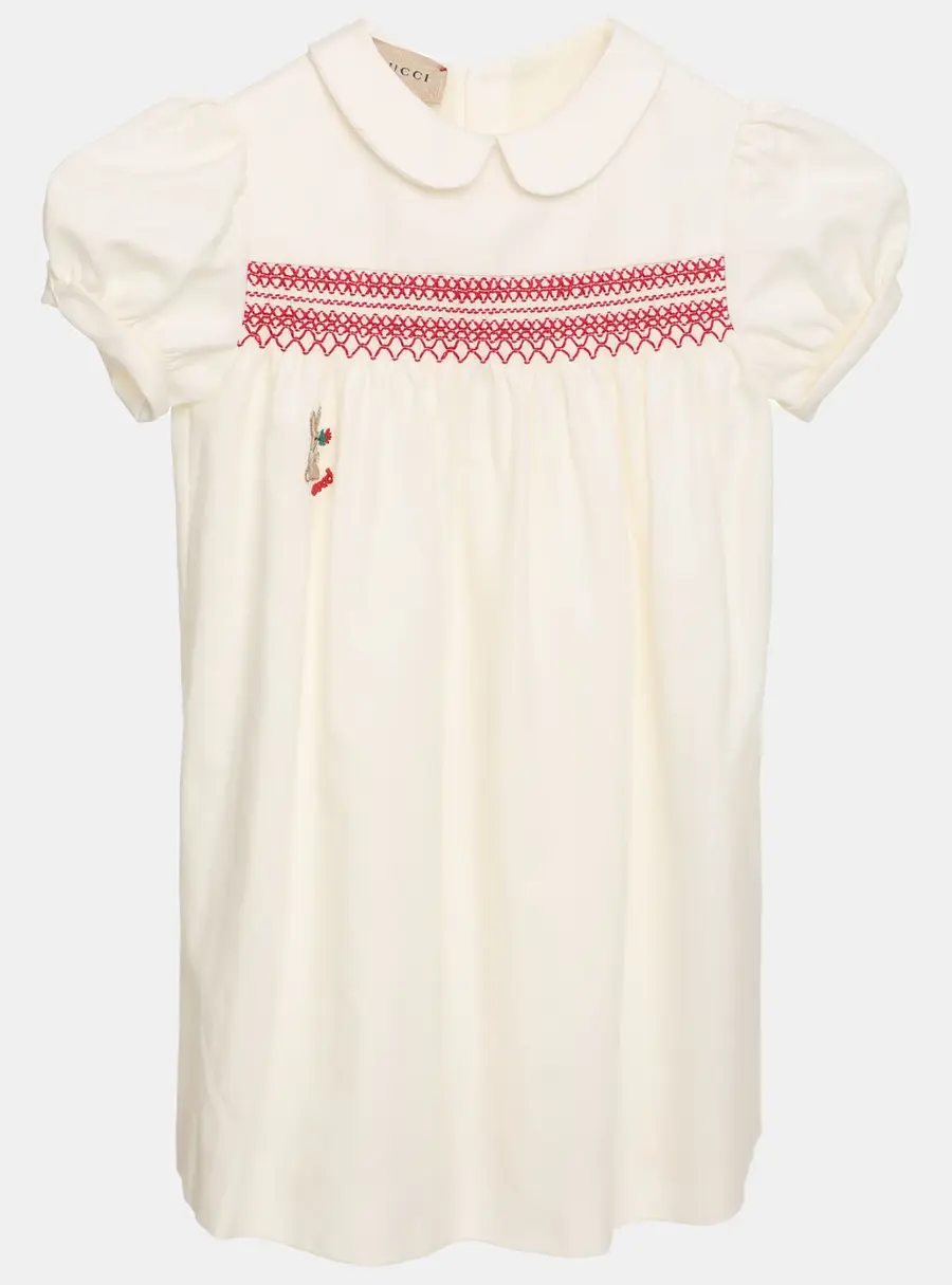 Gucci Cream Cotton Embroidered Detail Dress 3Y