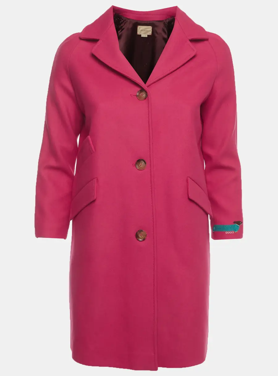 Gucci Pink Wool Blend Button Front Coat 10 Yrs