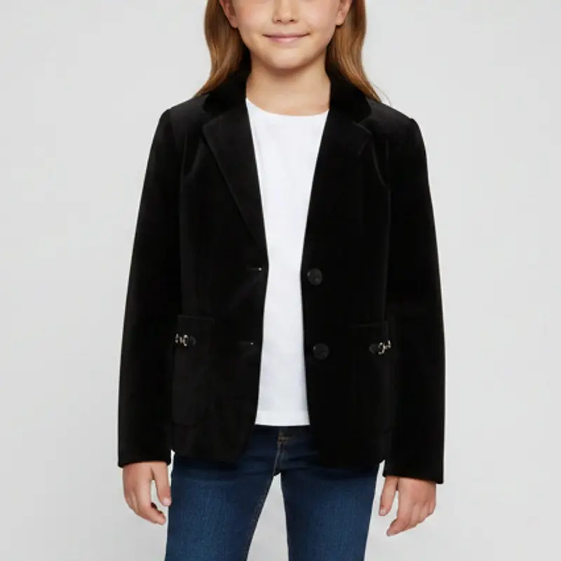 Gucci Kids Black Horsebit Detail Velvet Tailored Jacket 8Yrs