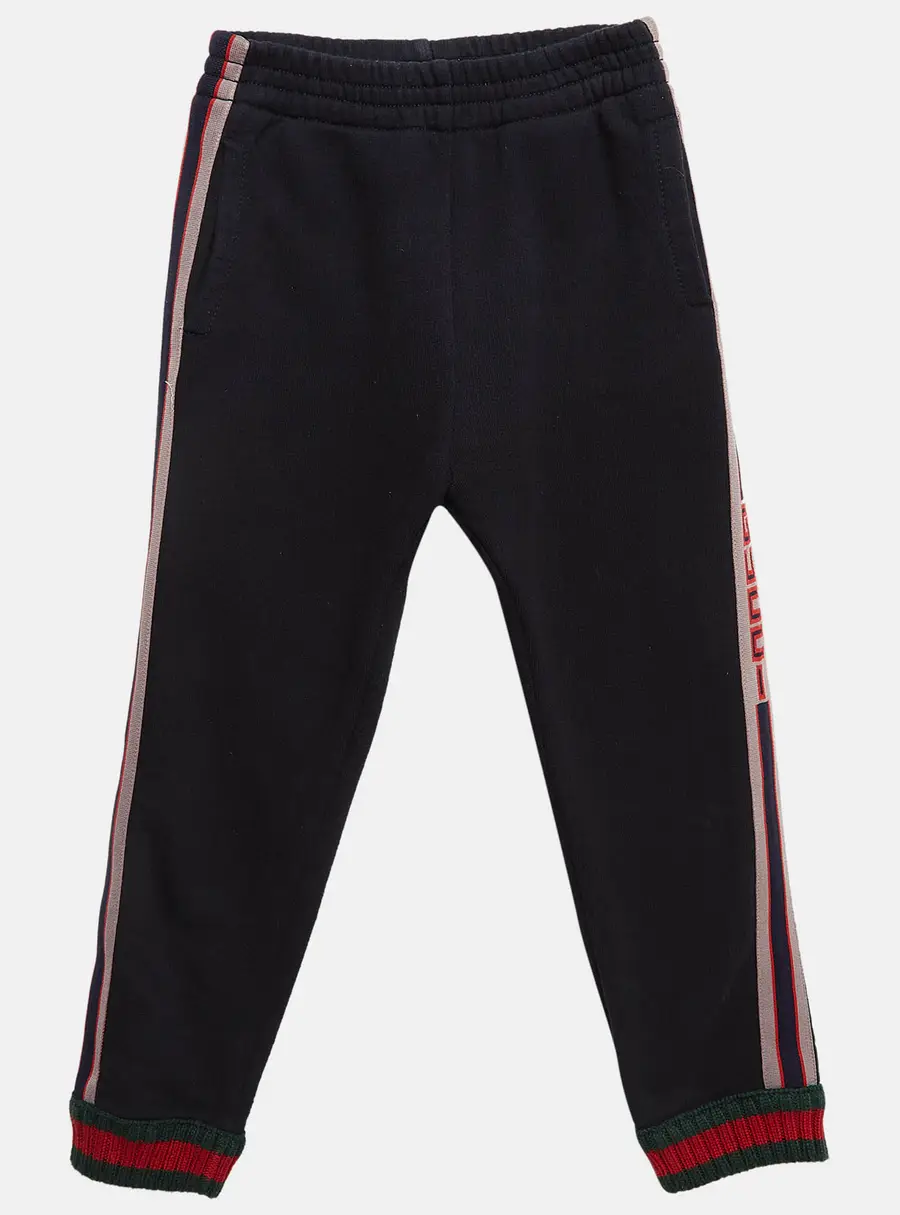 Gucci Navy Blue Cotton Knit Logo Tape Detail Trackpants 6 Yrs