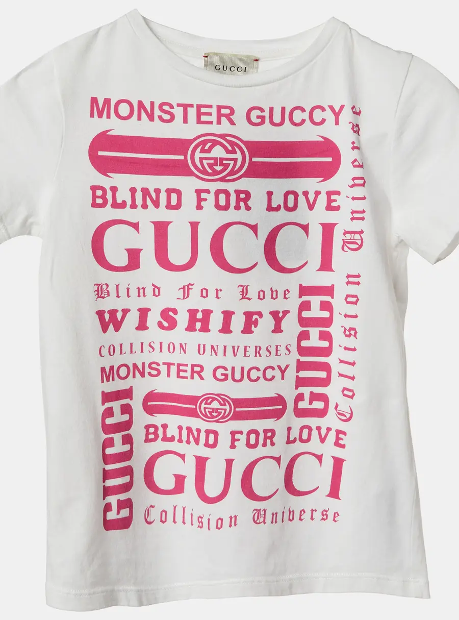 Gucci Kids White Logo Print Cotton T-Shirt 5 Yrs