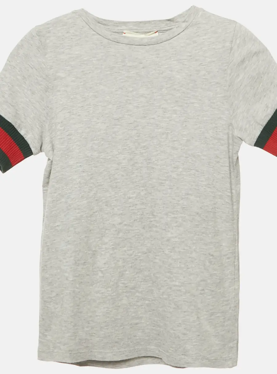 Gucci Kids Grey Web Sleeve Trim Jersey T-Shirt 5 Yrs