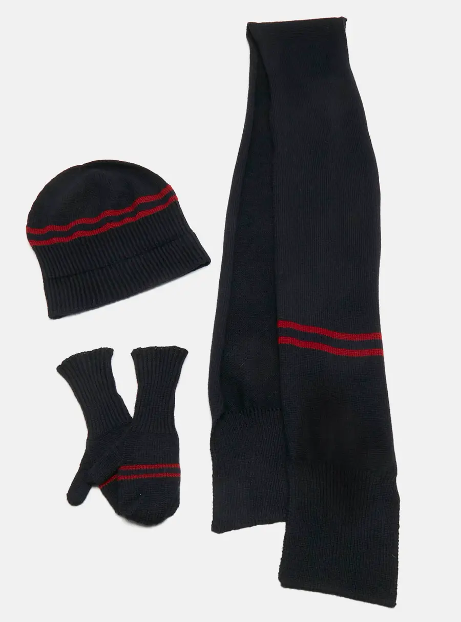 Gucci Kids Navy Blue Striped Wool Knit 3 Piece Set M