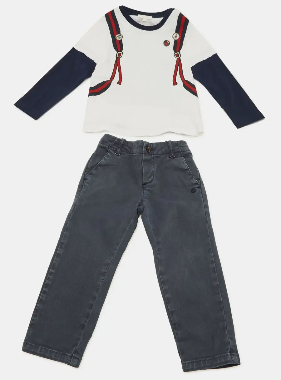 Gucci Kids White / Blue Cotton T-Shirt & Denim Set 18/24 Months