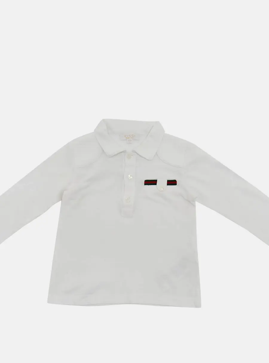 Gucci Kids White Jersey Long Sleeve T-Shirt 9/12M