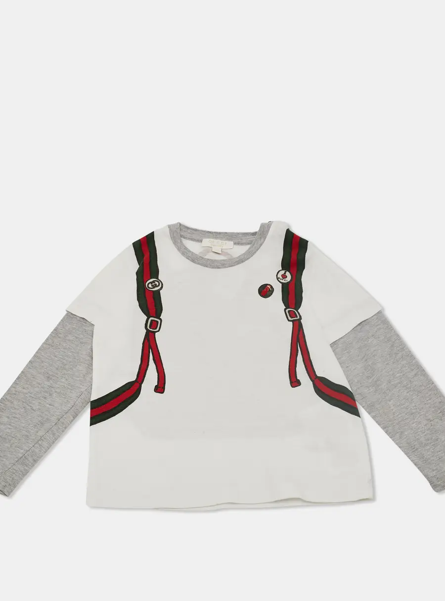 Gucci White Backpack Graphic Print Jersey T-Shirt 18/24 M
