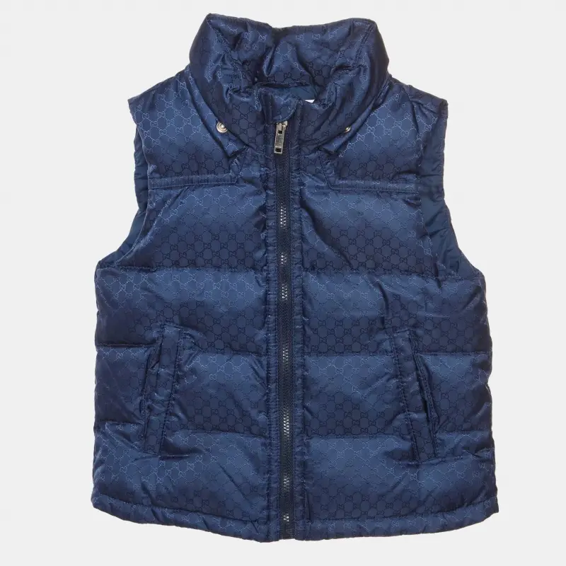 Gucci Navy Blue GG Monogram Nylon Down Jacket 12/18 M