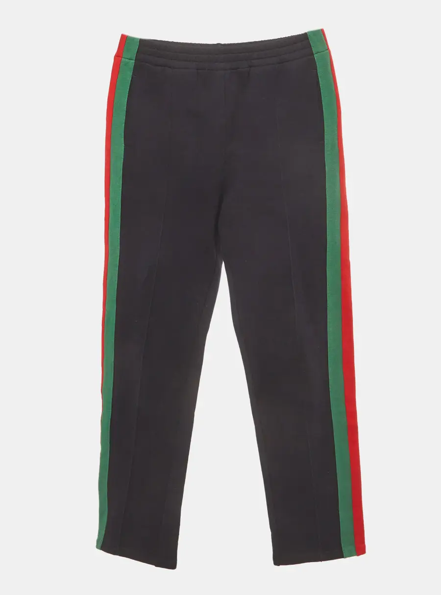 Gucci Kids Navy Blue Web Stripe Cotton Knit Track Pants 12 Yrs