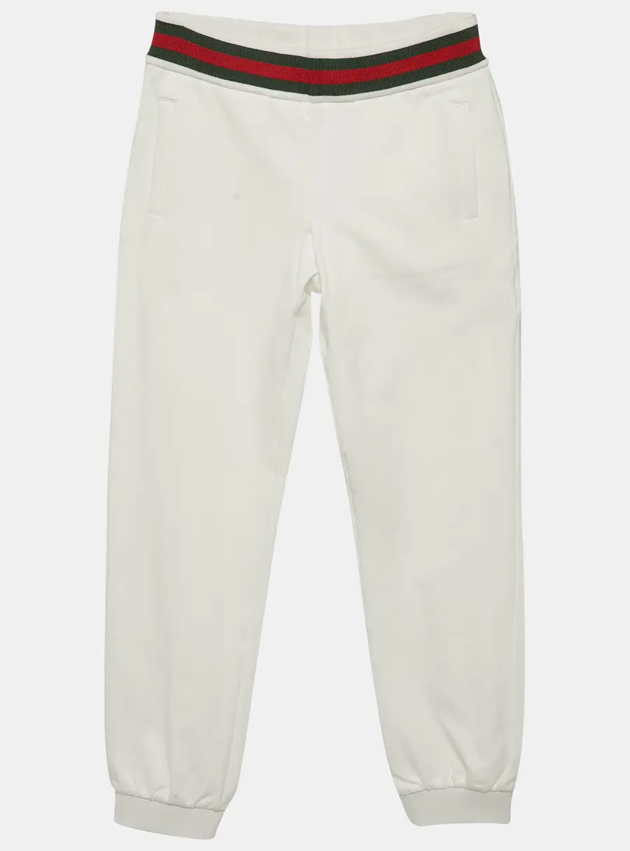 Gucci Kids White Web Trim Waistband Cotton Joggers 8 Yrs