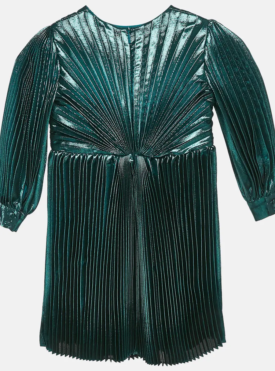 Gucci Kids Green Lam&eacute; Pleated Dress 5 Yrs