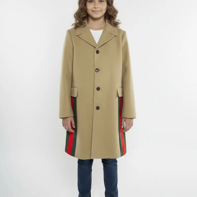Gucci Beige Wool Button Front Long Sleeve Coat 12 Yrs