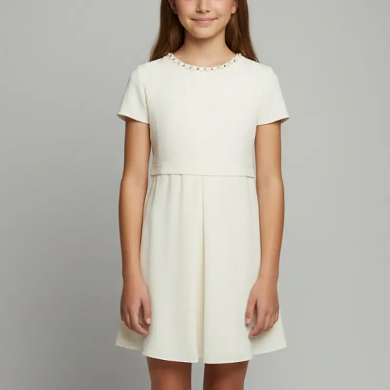 Gucci Kids Cream Bead Embellished Crepe Dress 12 Yrs