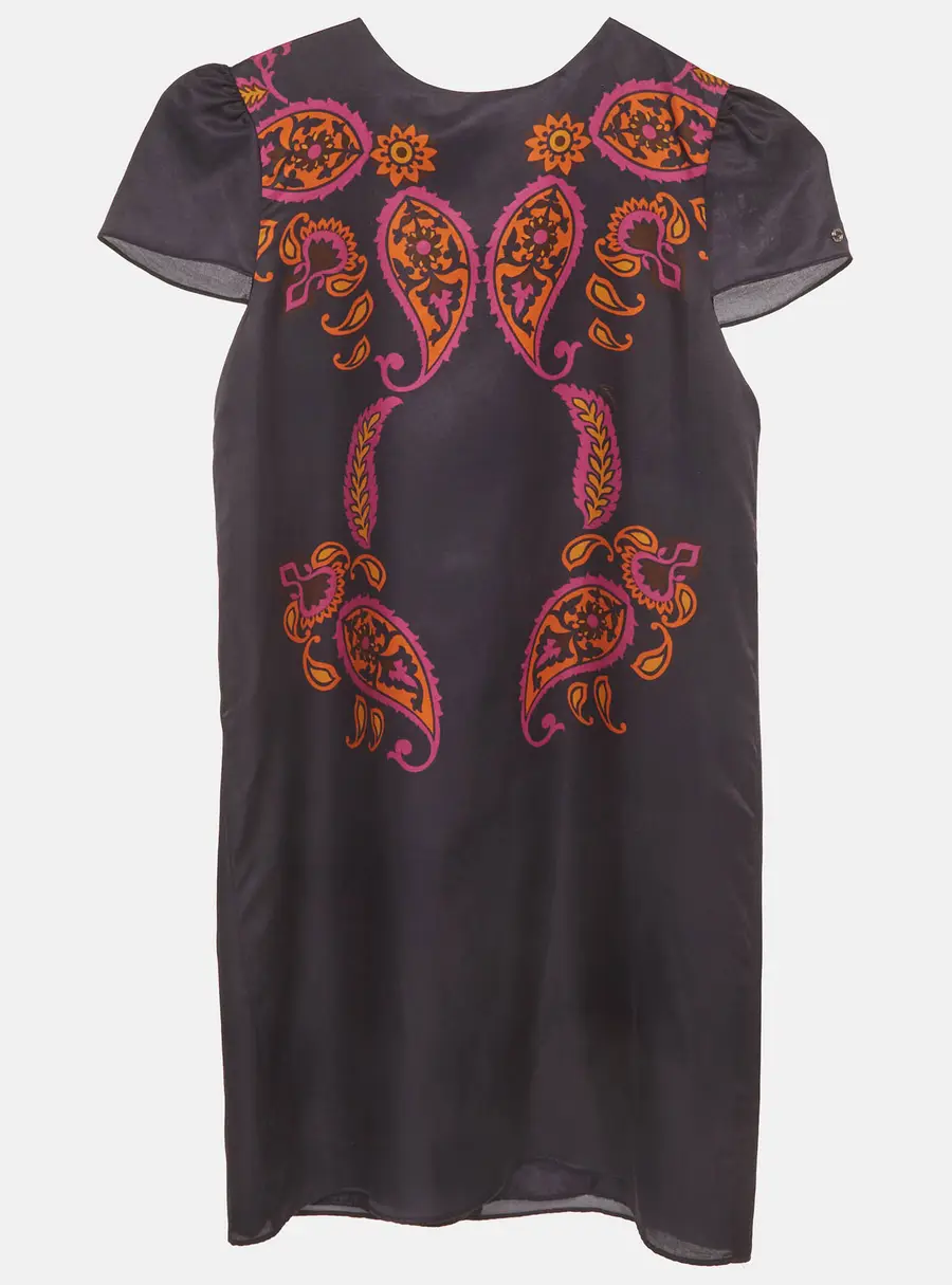 Gucci Kids Navy Blue Paisley Print Silk A-Line Dress 10Yrs