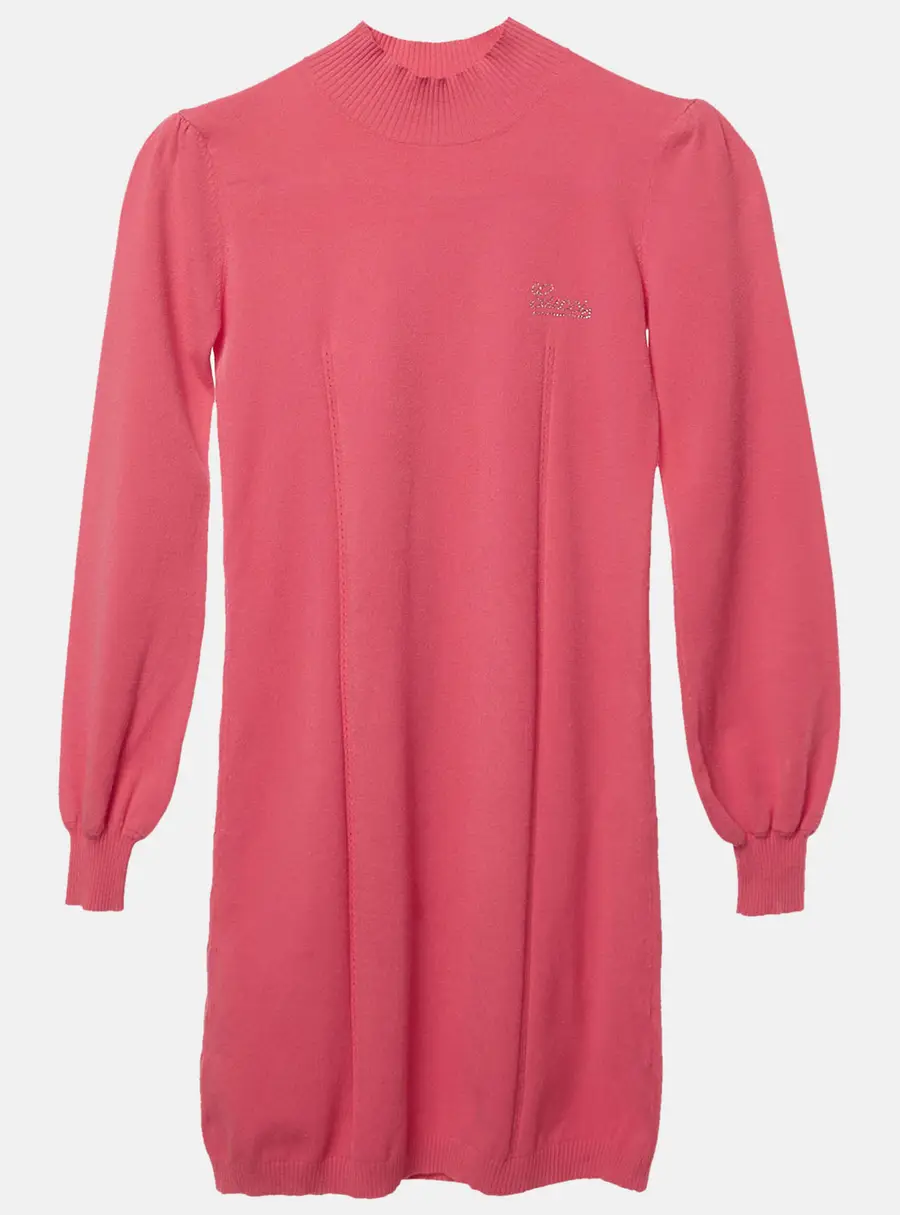 Gucci Kids Pink Stretch Knit Mock Neck Dress 8Yrs