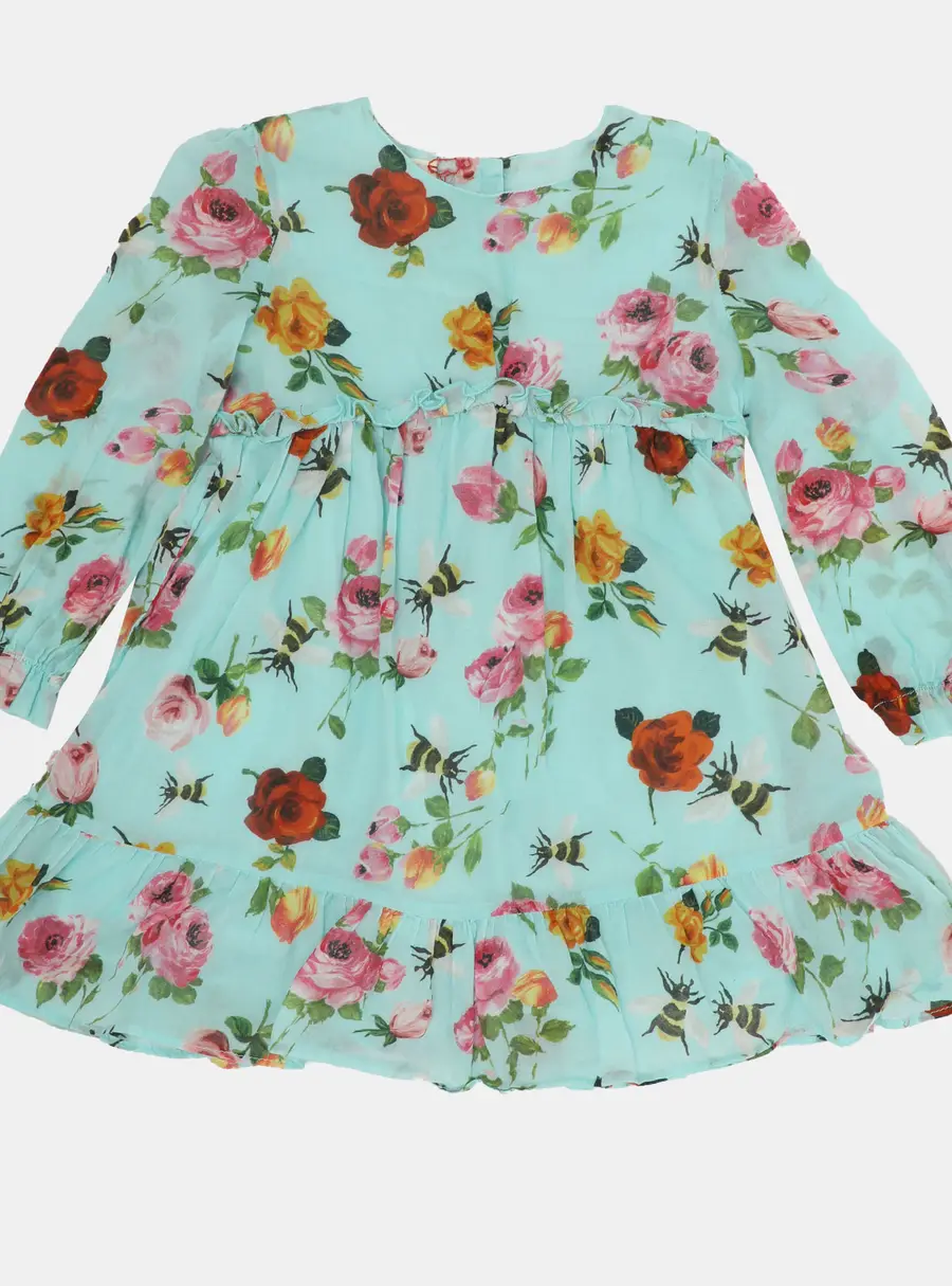 Gucci Multicolor Floral Printed Cotton Long Sleeve Dress 9-12 months