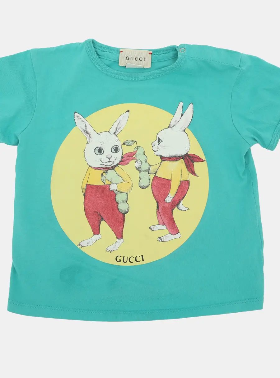 Gucci x Yuko Higuchi Green Printed Cotton Top 24 months