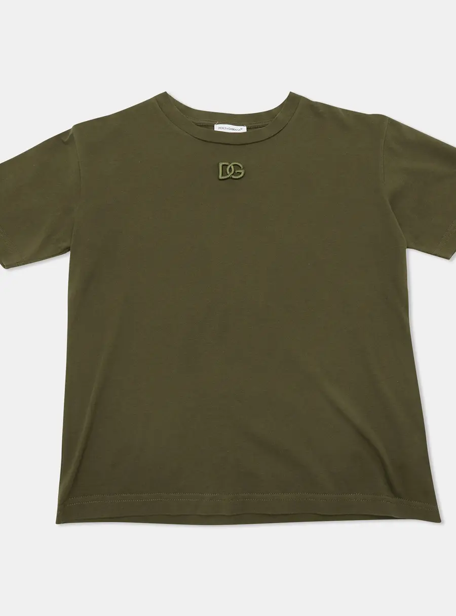 Dolce & Gabbana Kids Green DG Embroidered Jersey T-Shirt 7/8Yrs