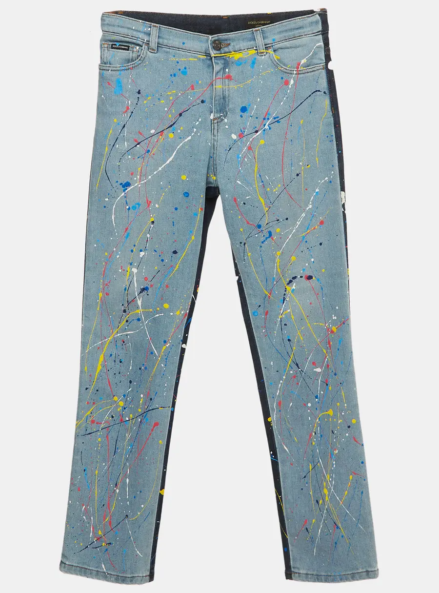 Dolce & Gabbana Kids Two Tone Pain-Splatter Jeans 11/12 Yrs Waist 27"