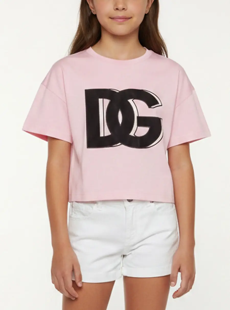 Dolce & Gabbana Kids Pink Jersey Crewneck T-Shirt 9-10 Yrs